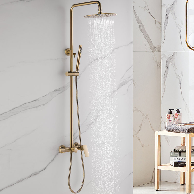 MODLAND Golden Brushed Nickel Wall Mounted Exposed InstallShower System
